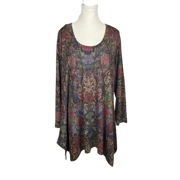SOFT SURROUNDINGS Women's Petite Large PL Paisley Floral Scoop‎ Neck Long Sleeve - Picture 1 of 10
